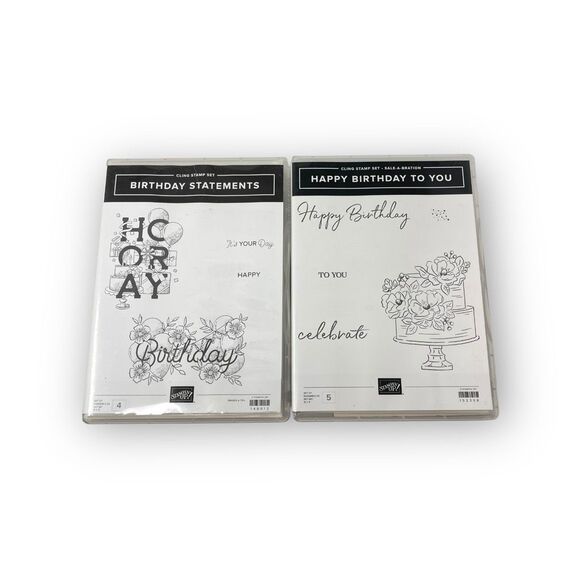 Stampin’ Up! Happy Birthday Rubber Stamp Set of 2 Sets 152308 148612 New Unused - Picture 1 of 6
